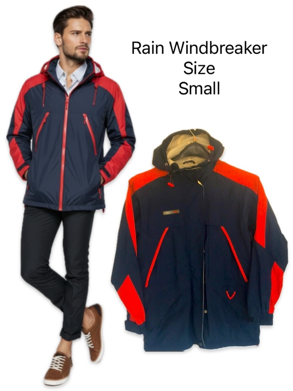 NWOT: Hooded Rain Windbreaker Jacket - Size Small - Picture 1 of 16